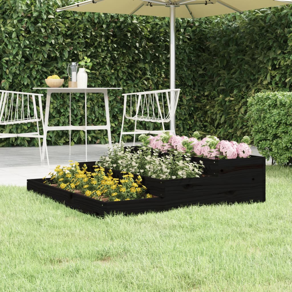 Vidaxx jardinière 107x107x27 cm bois de pin massif noir