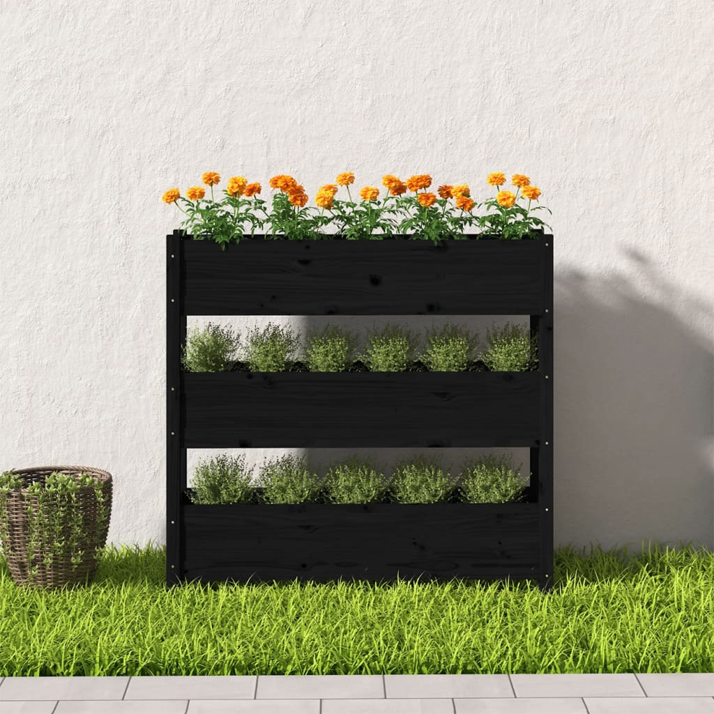 Vidaxx jardinière 112x25x104,5 cm bois de pin massif noir