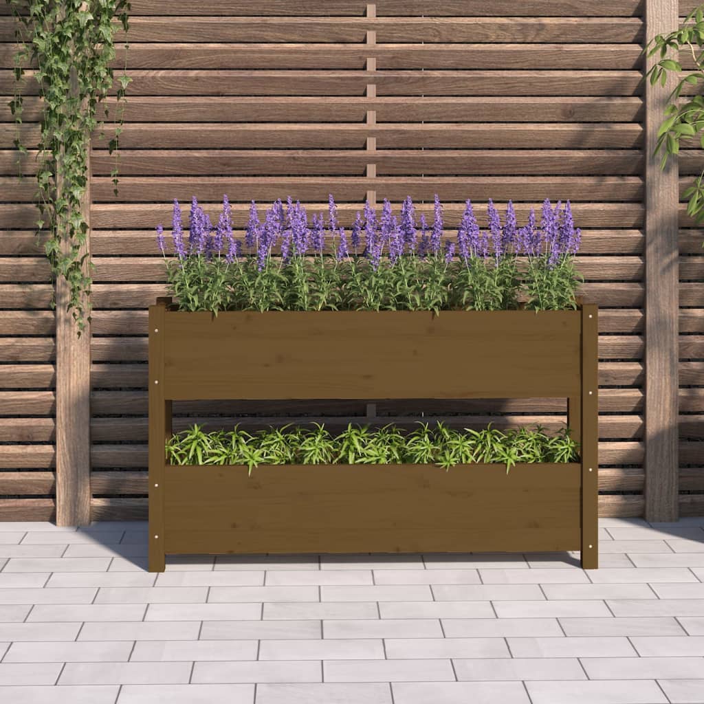 Vidaxx jardinière 112x25x66 cm bois de pin massif marron miel