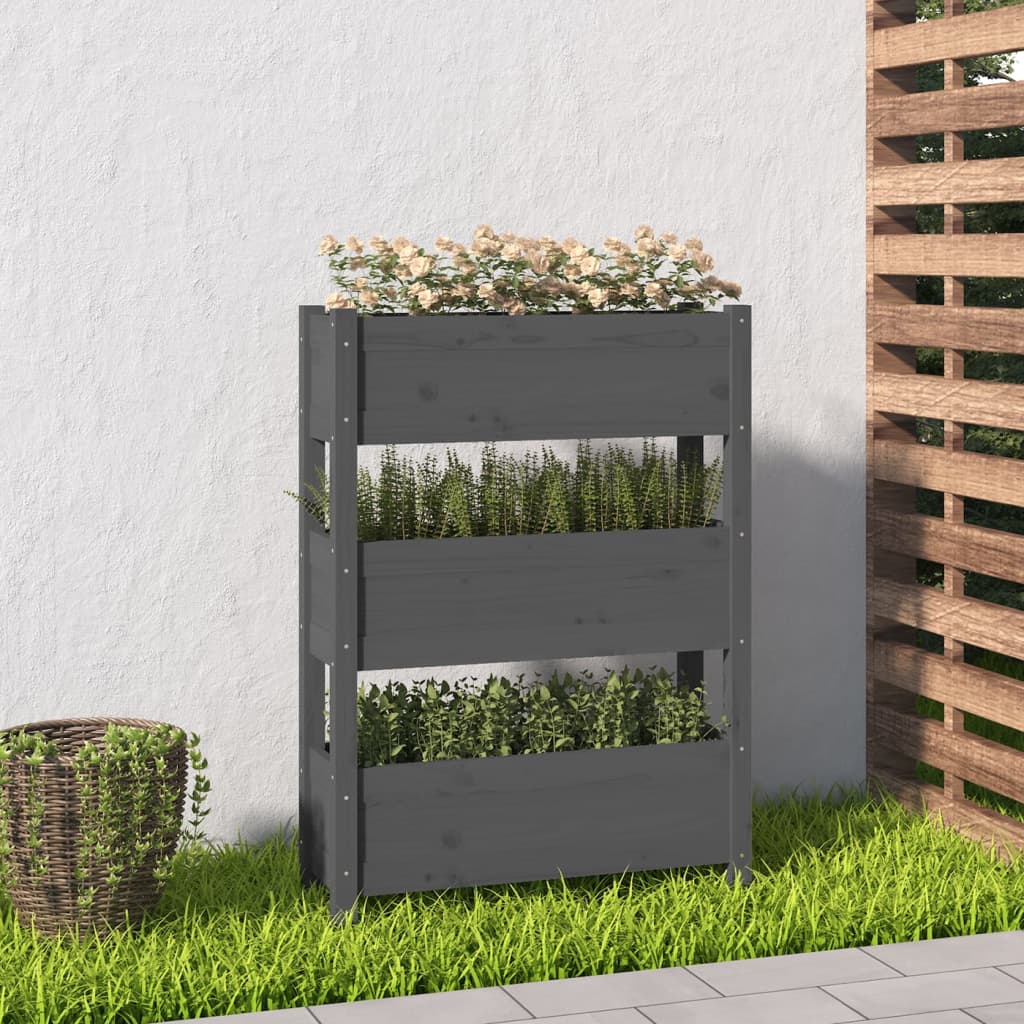 Vidaxx jardinière 77x25x104,5 cm bois de pin massif gris