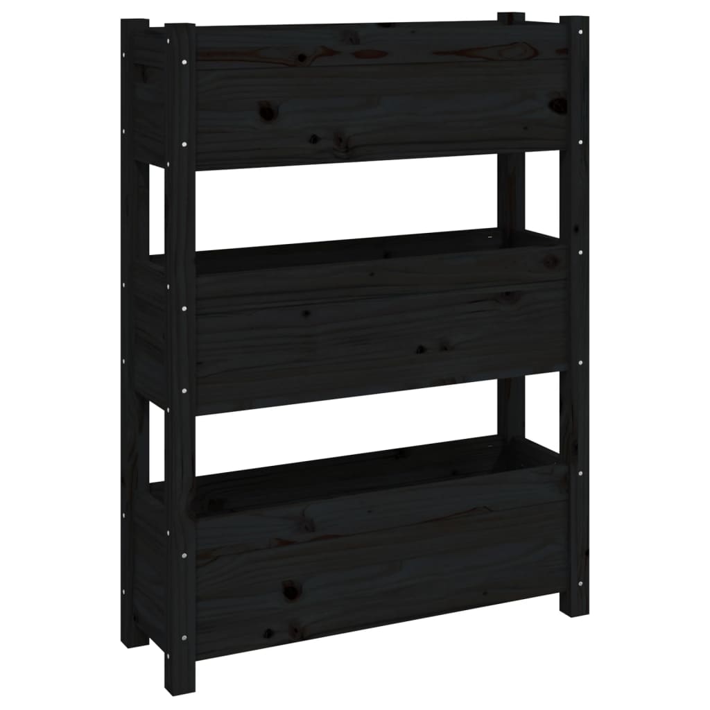 Vidaxx jardinière 77x25x104,5 cm bois de pin massif noir