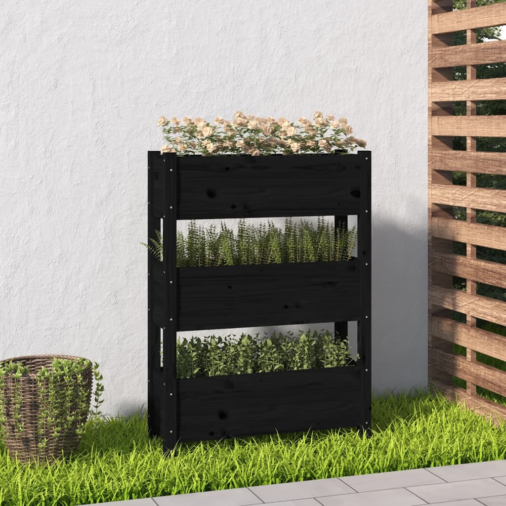 Vidaxx jardinière 77x25x104,5 cm bois de pin massif noir