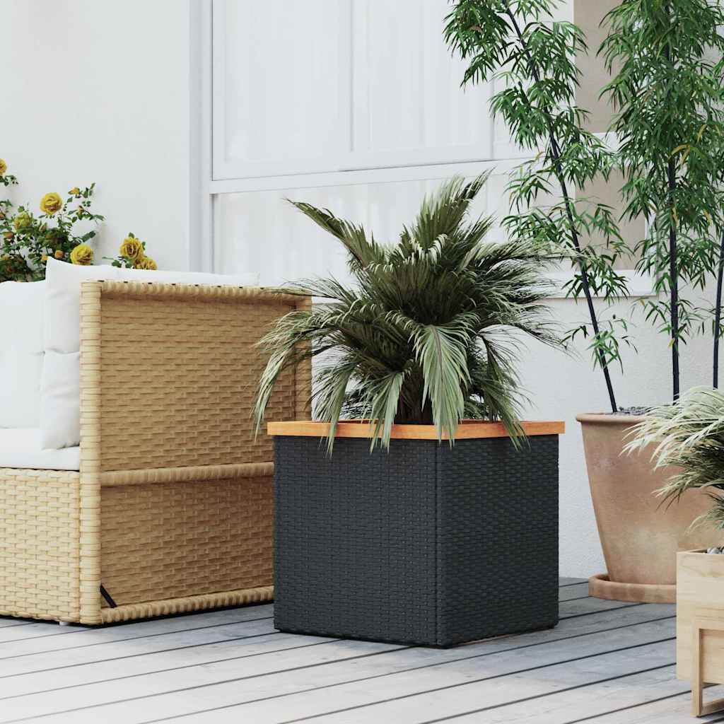 VidaXL Jardinière 40x40x40 cm poly rotin noir