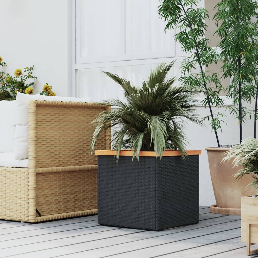 VidaXL Jardinière 40x40x40 cm poly rotin noir