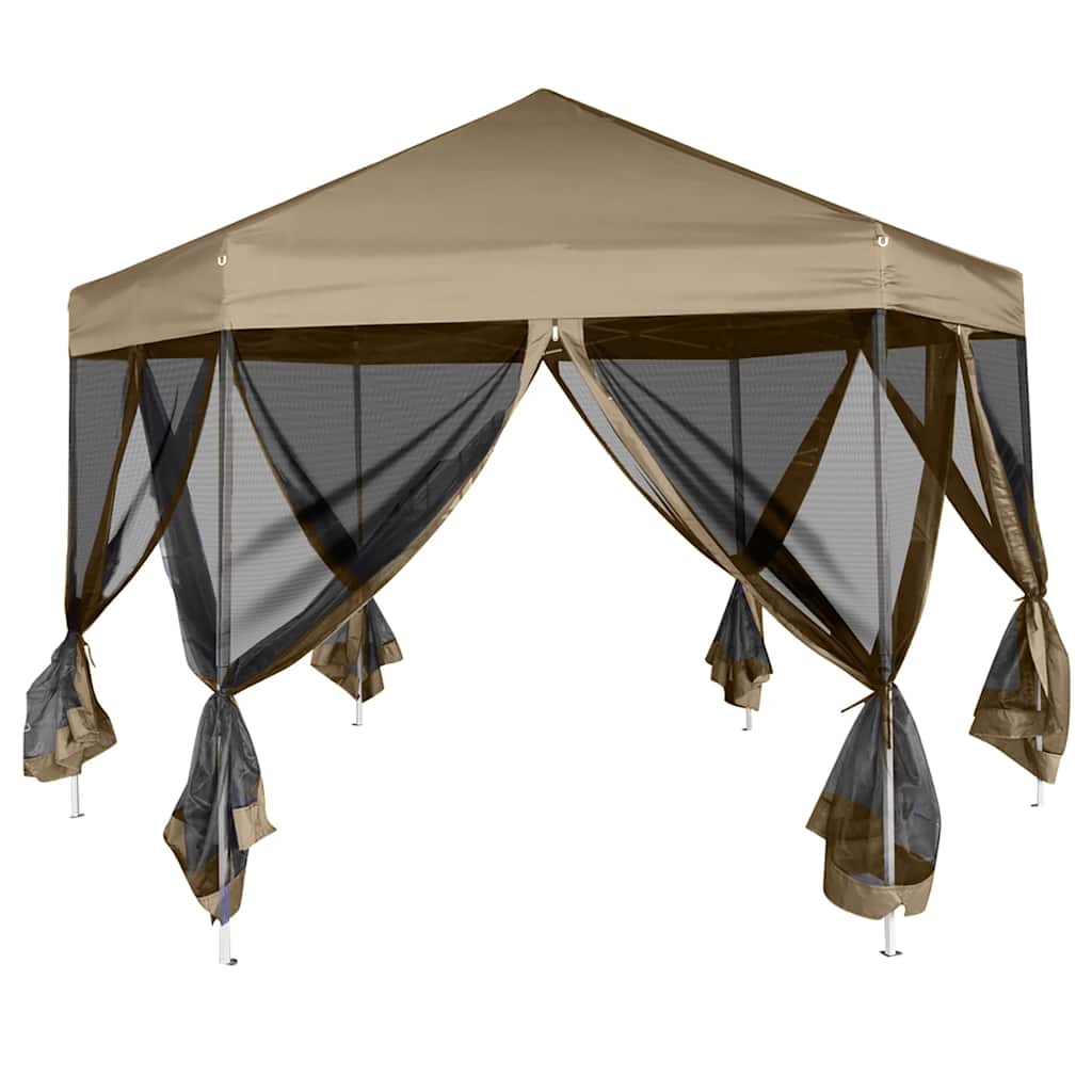 Tente de fête Vidaxx avec parois hexagonales 3,6x3,1 m taupe 220 g m²
