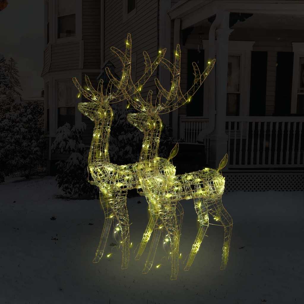 VidaXL décorations de Noël renne 2 pcs 120 cm acrylique blanc chaud