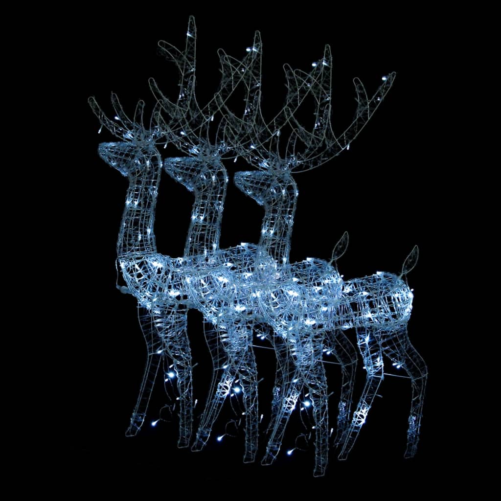 VidaXL décorations de Noël rennes 3 pcs 120 cm acrylique blanc froid