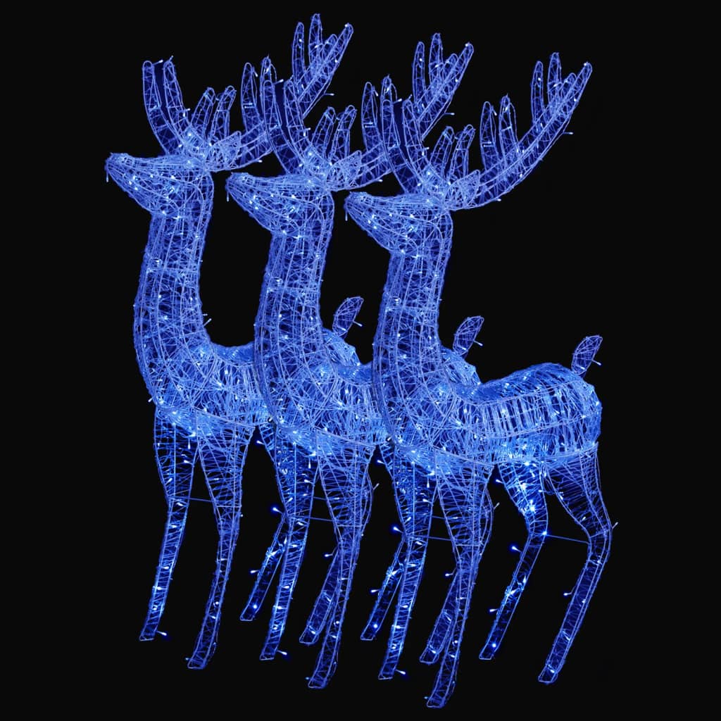 VidaXL décoration de Noël renne XXL 3 pcs 250 LED bleu 180 cm acrylique