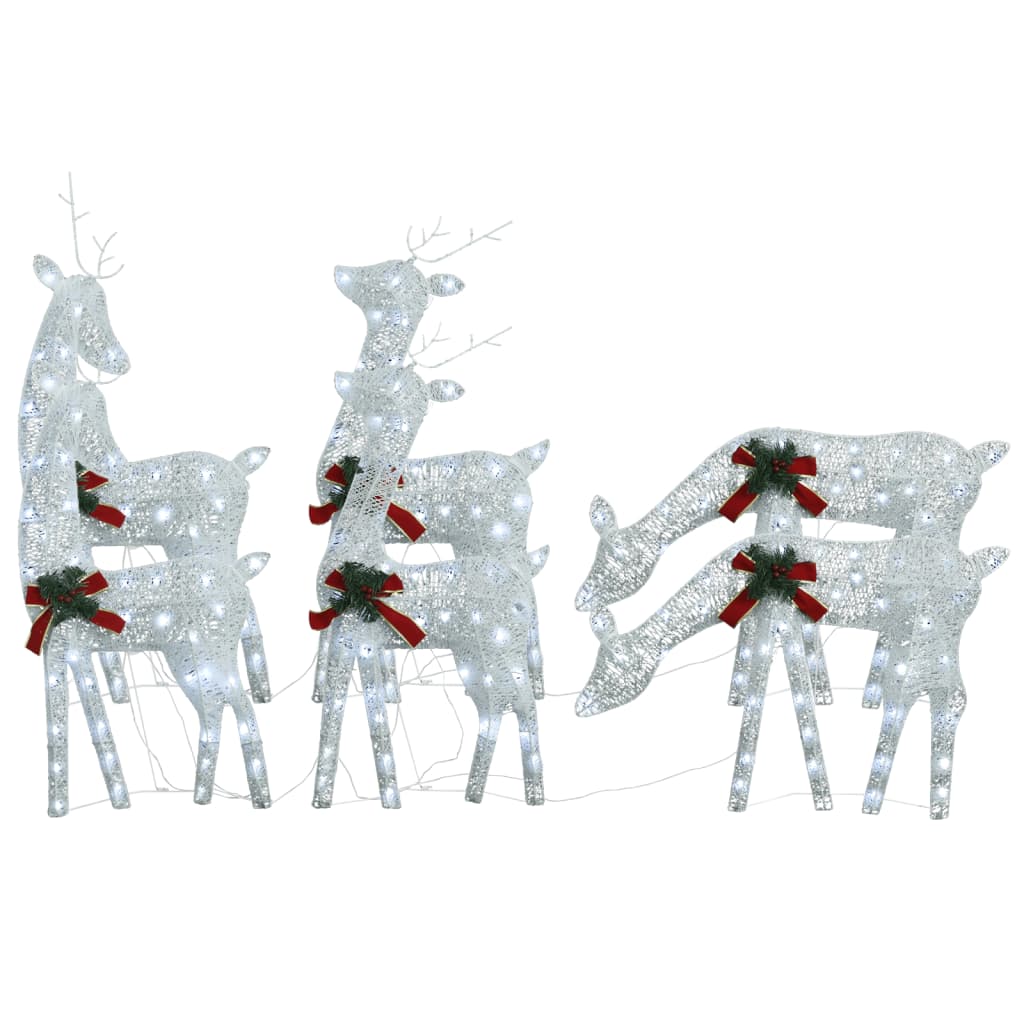 VidaXL Renne de Noël 6 pcs blanc chaud maille blanc
