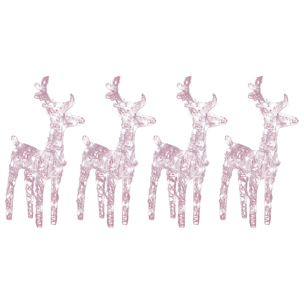 VidaXL Renne de Noël 4 pcs 160 LEDs acrylique blanc chaud
