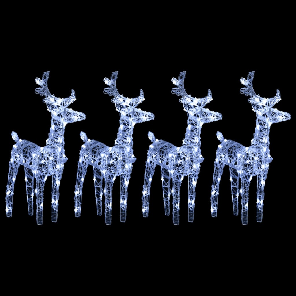 VidaXL Renne de Noël 4 pcs 160 LEDs acrylique blanc froid