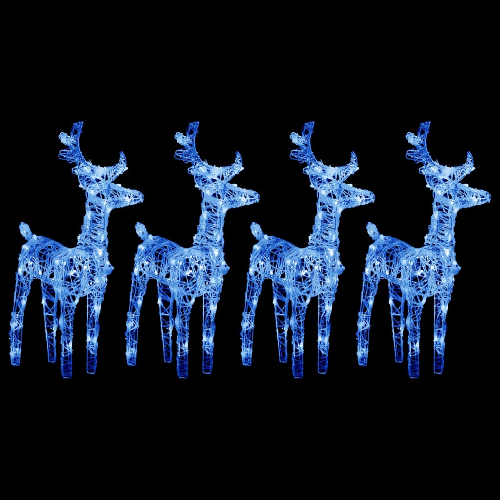 VidaXL Renne de Noël 4 pcs 160 LED acrylique bleu