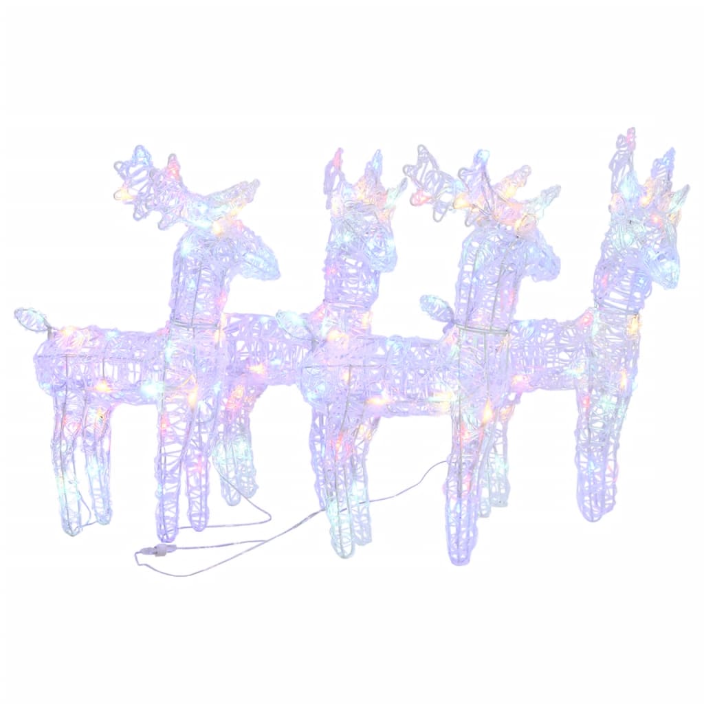 VidaXL Renne de Noël 4 pcs 160 LED acrylique multicolore