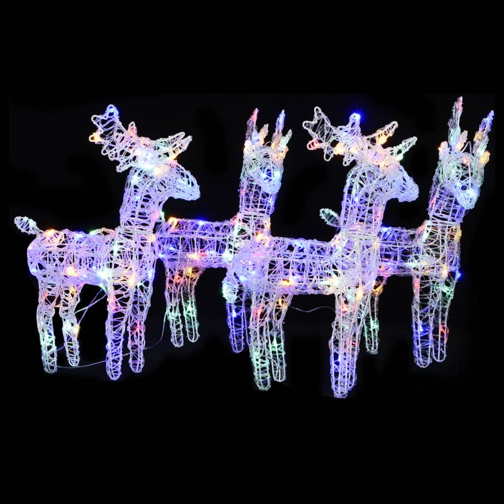 VidaXL Renne de Noël 4 pcs 160 LED acrylique multicolore