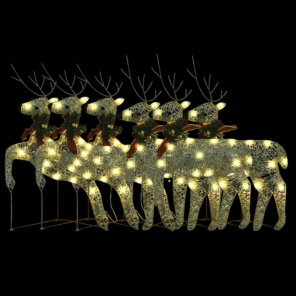 VidaXL Renne de Noël 6 pcs 120 LED couleur or