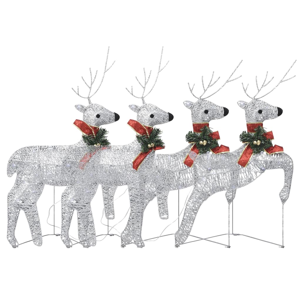 VidaXL Renne de Noël 4 pcs 80 LED couleur argent