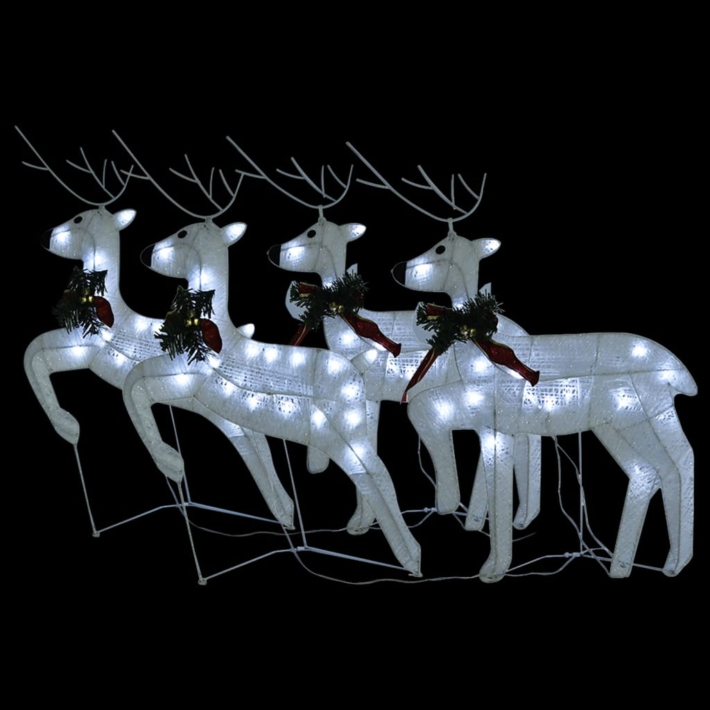 VidaXL Renne de Noël 4 pcs 80 LED blanc