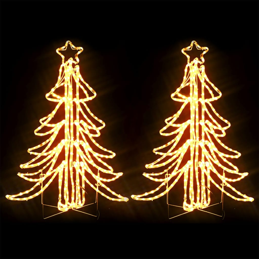 VidaXL Arbre à figurines de Noël 2 pcs pliable avec LED 87x87x93 cm blanc chaud