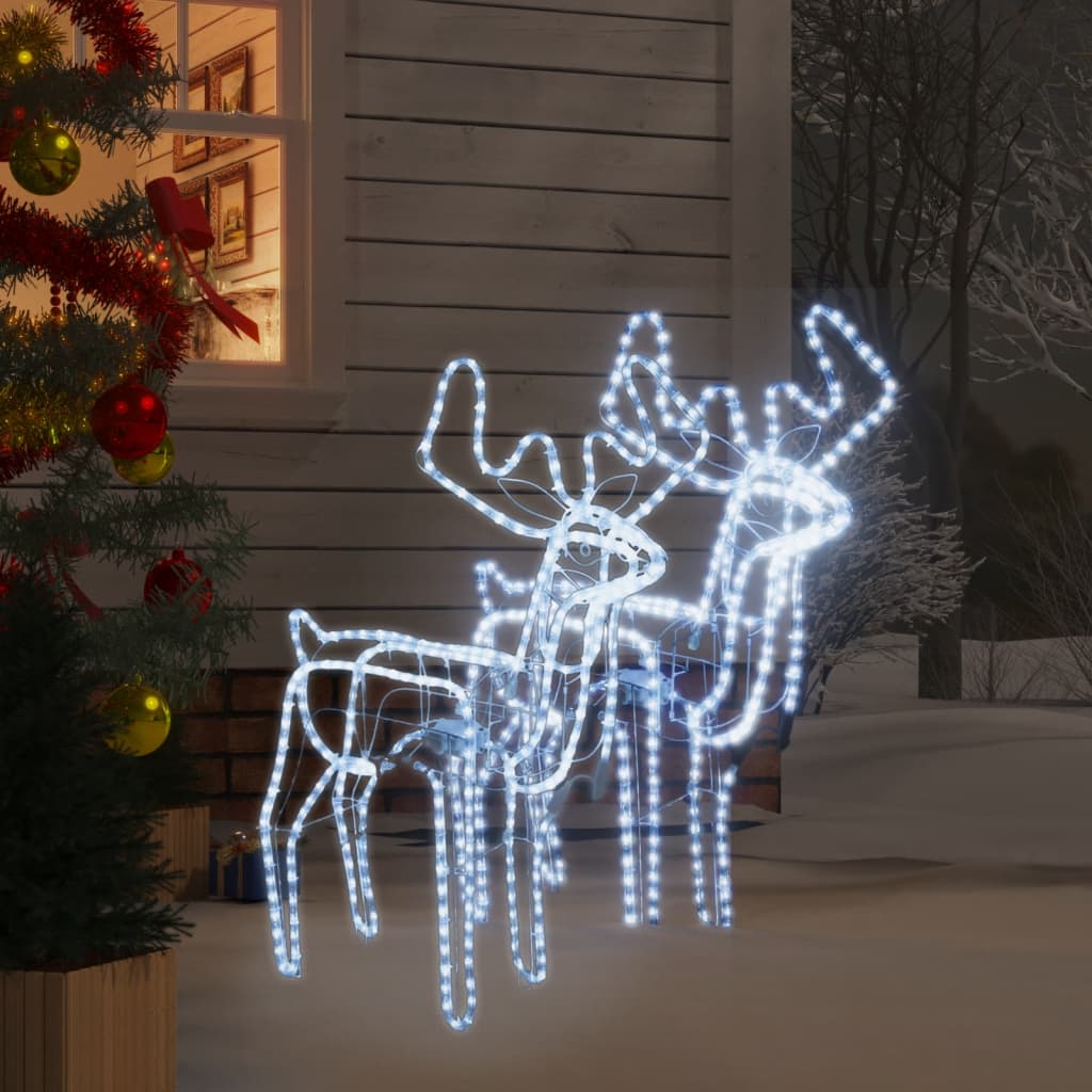 VidaXL figurine de Noël renne avec tête mobile 2 pcs 76x42x87 cm blanc froid