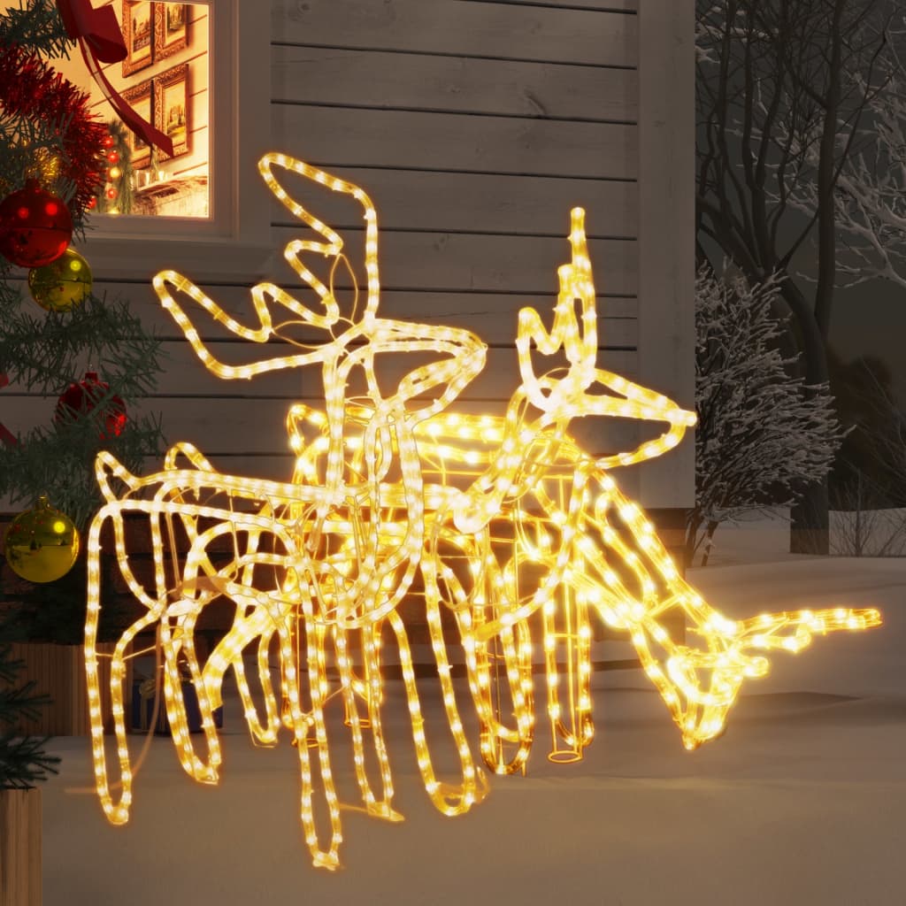 VidaXL ensemble de figurines de Noël 3 pièces renne blanc chaud