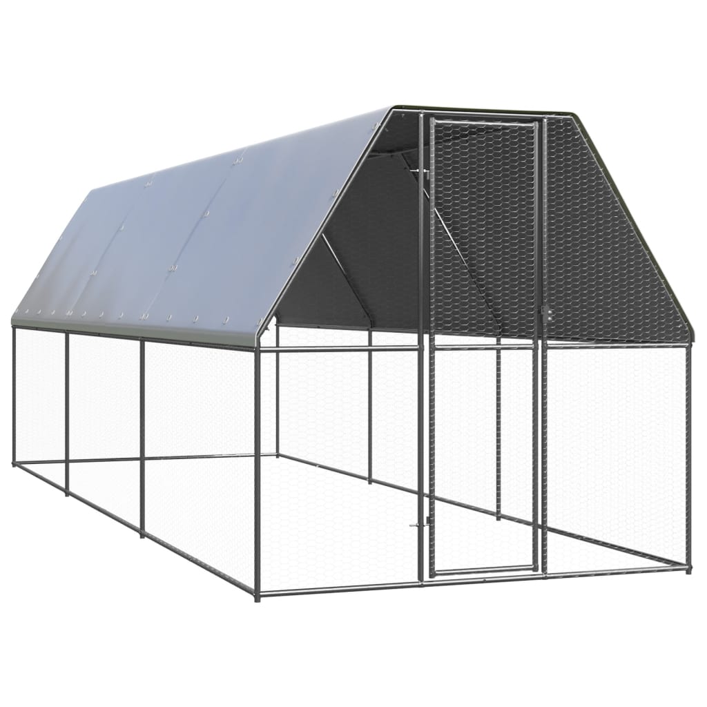 VidaXL Poulailler extérieur pour poules 2x6x2 m en acier galvanisé