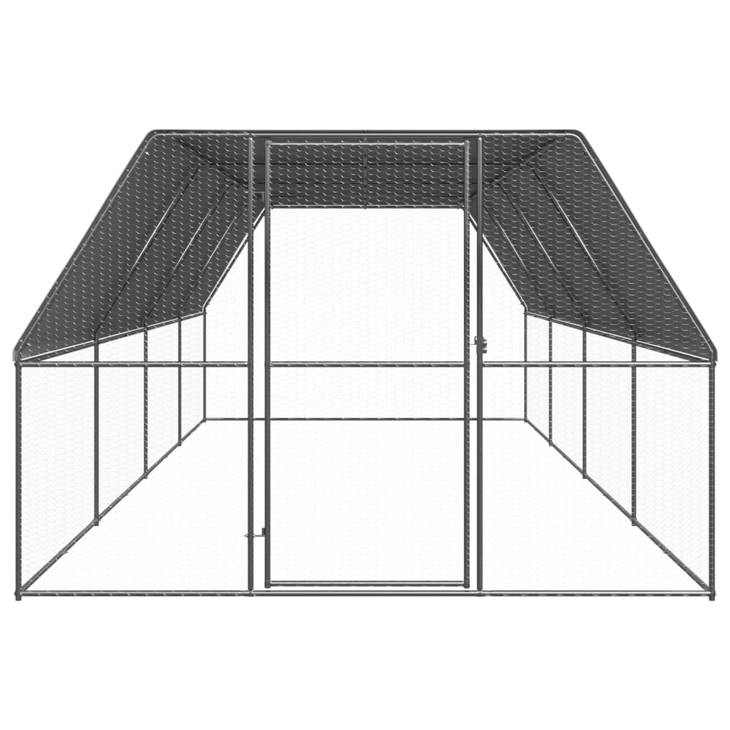 VidaXL Poulailler extérieur pour poules 3x8x2 m en acier galvanisé