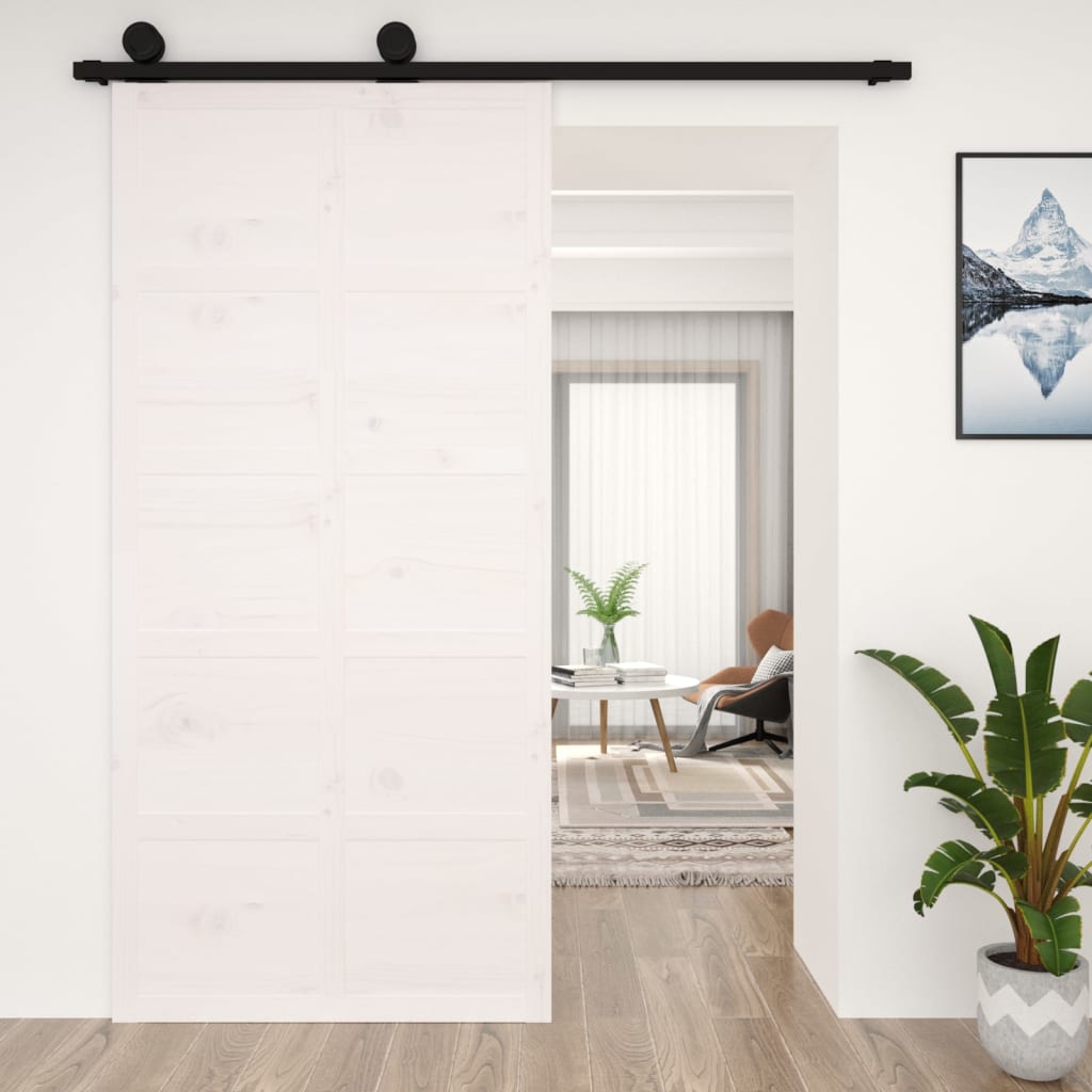 VidaXL Porte coulissante 100x1,8x214 cm bois de pin massif blanc