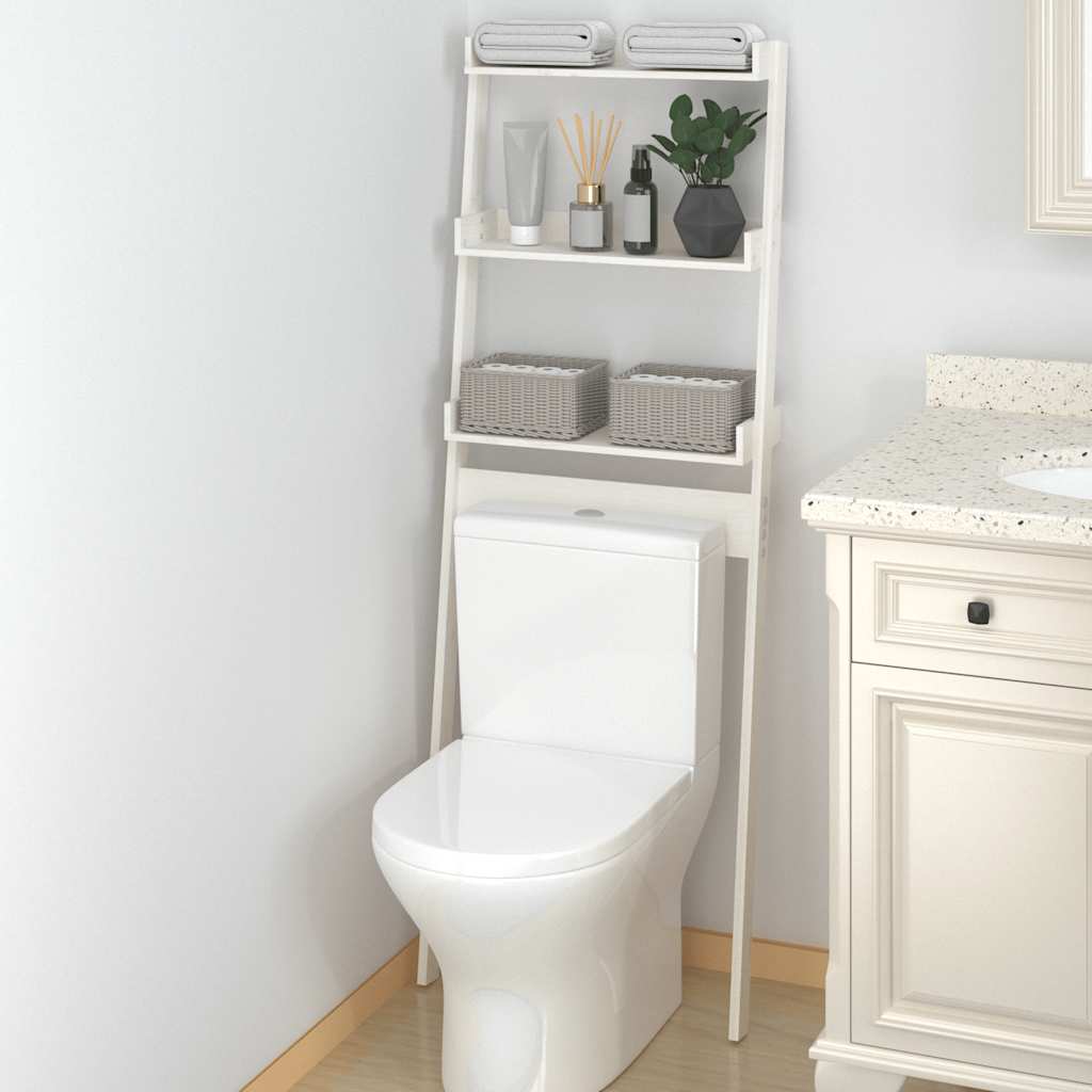 Vidaxx étagère de toilette 63,5x32x179 cm bois de pin massif blanc