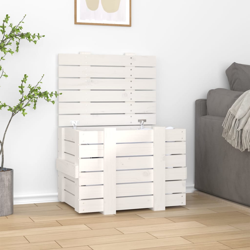 Vidaxx boîte de rangement 58x40,5x42 cm bois de pin massif blanc
