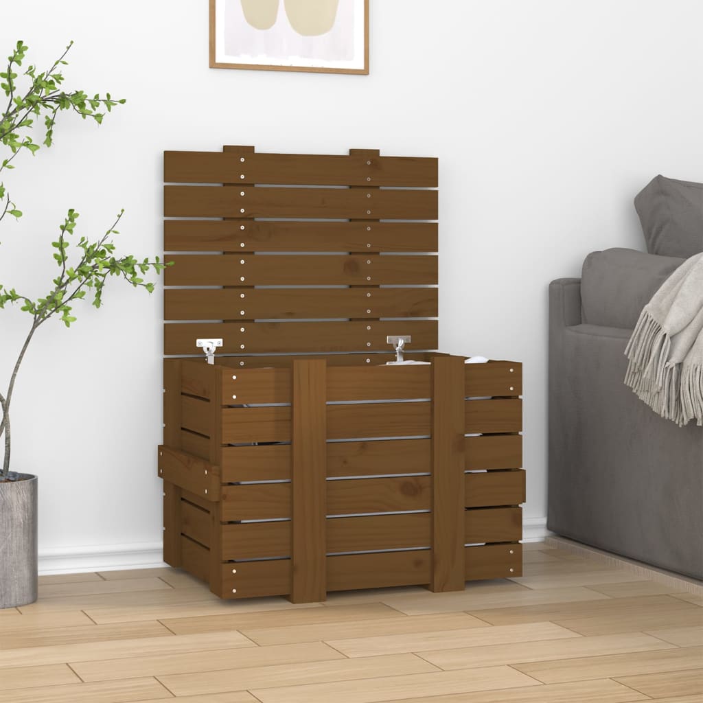Vidaxx boîte de rangement 58x40,5x42 cm bois de pin massif marron miel