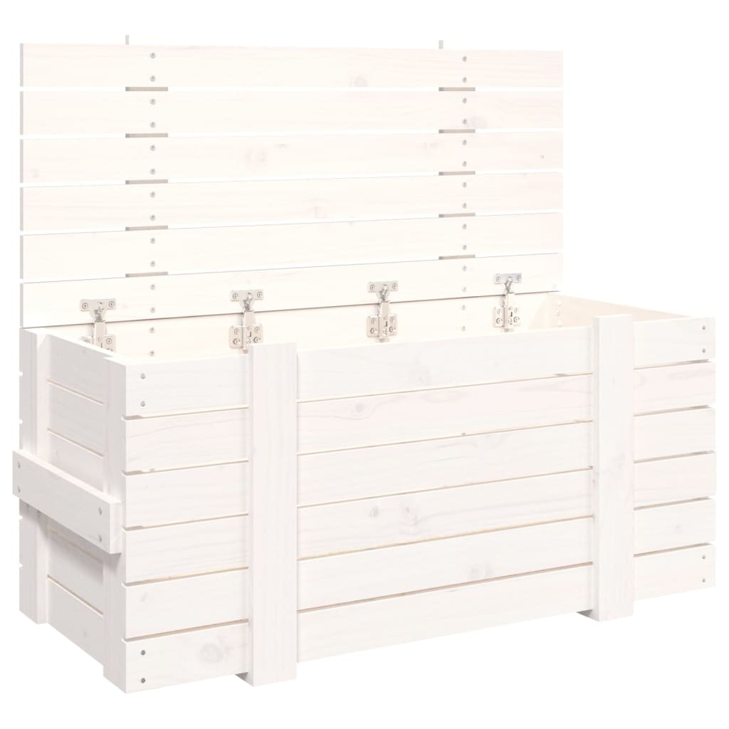 VidaXL Boîte de rangement 91x40,5x42 cm bois de pin massif blanc