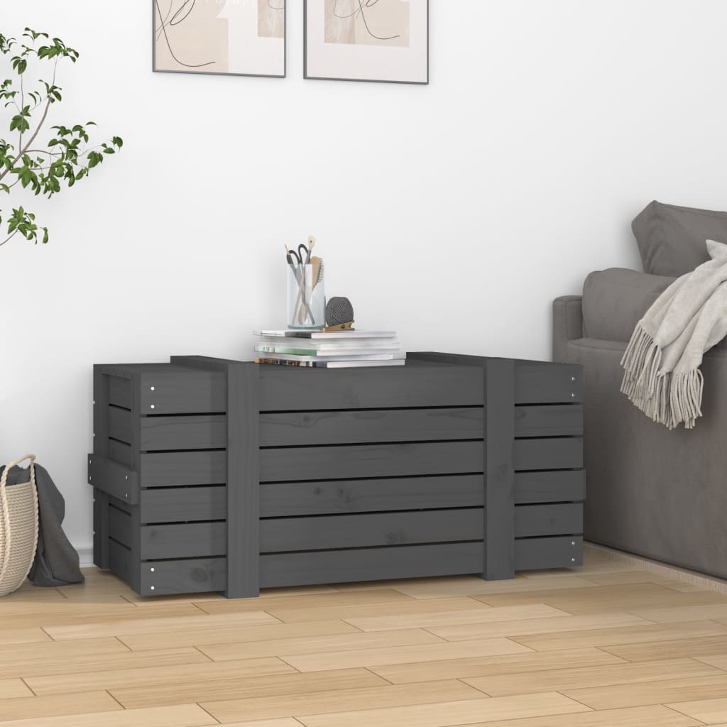 Vidaxx boîte de rangement 91x40,5x42 cm bois de pin massif gris