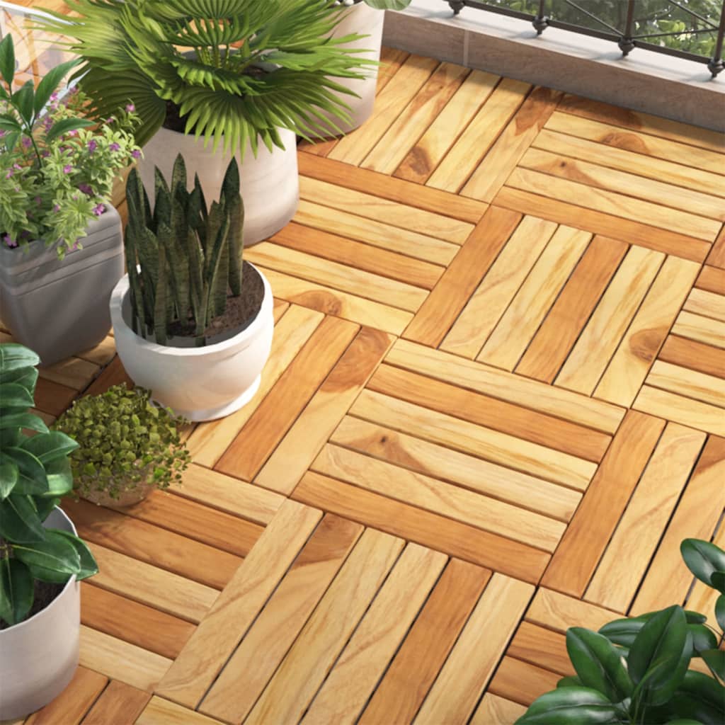 VidaXL Carreaux de terrasse 10 pcs 30x30 cm motif vertical en teck massif
