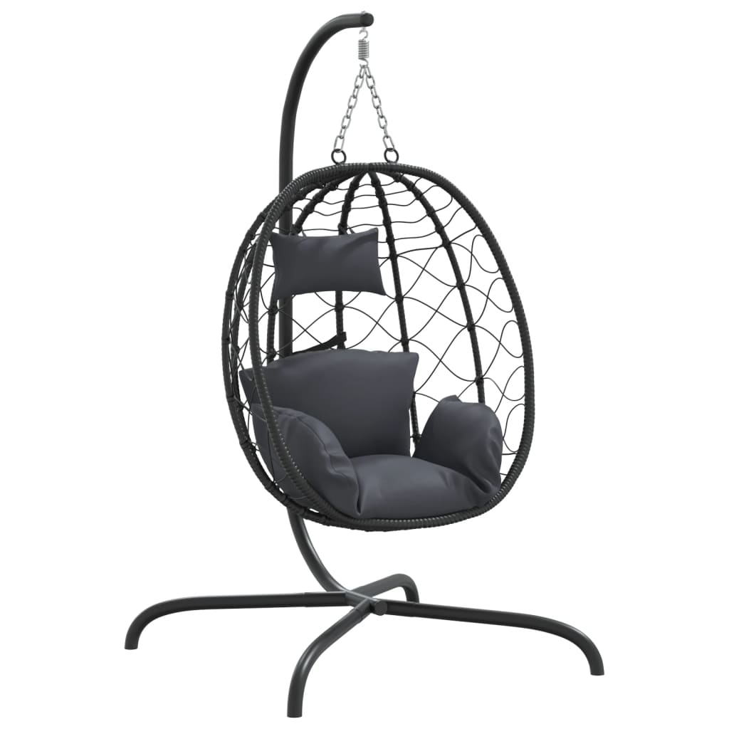 Vidaxl fauteuil suspendu avec coussin poly rotin et acier anthracite