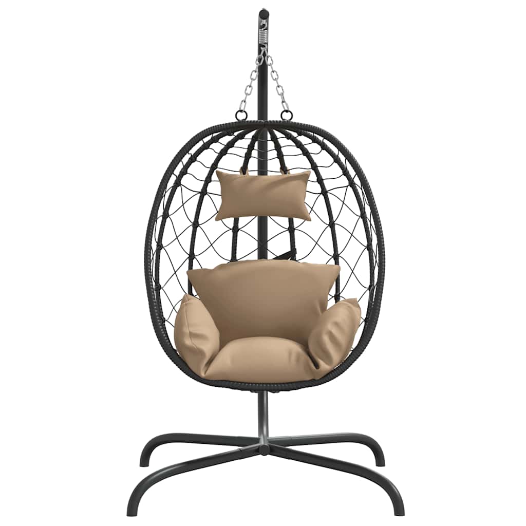 VidaXL fauteuil suspendu avec coussin poly rotin et acier taupe