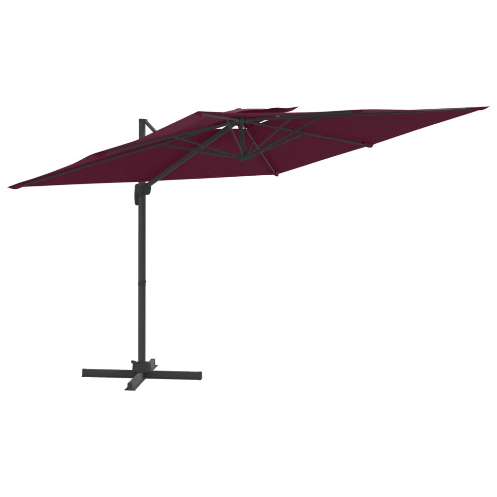 Vidaxx parasol flottant à double toit 300x300 cm bordeaux