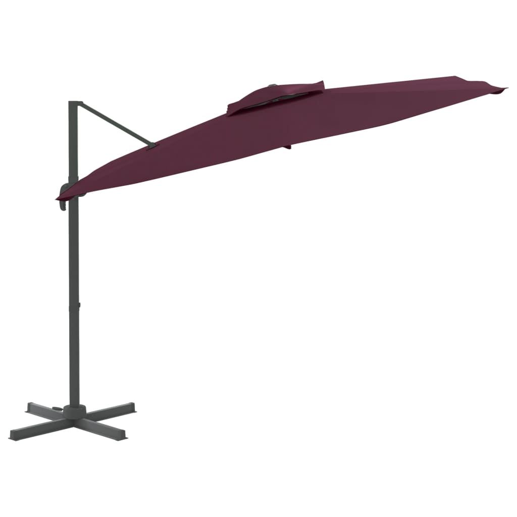 Vidaxx parasol flottant à double toit 300x300 cm bordeaux