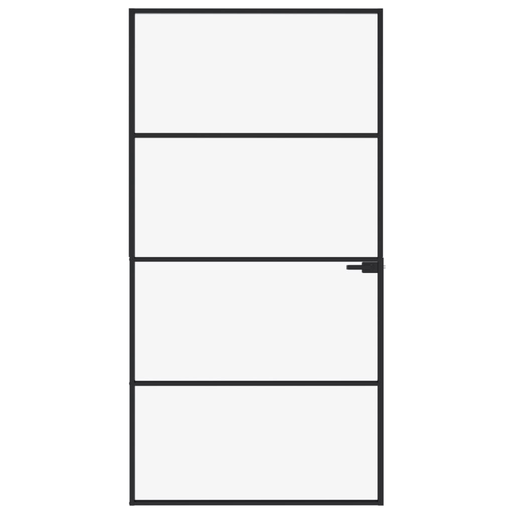 VidaXL Porte intérieure 102x201,5 cm verre trempé et aluminium étroit noir