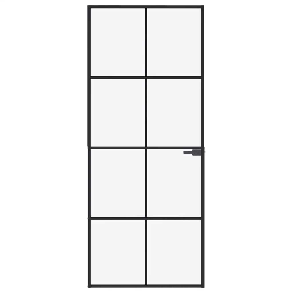 Vidaxx porte intérieure 83x201,5 cm verre trempé et aluminium étroit noir