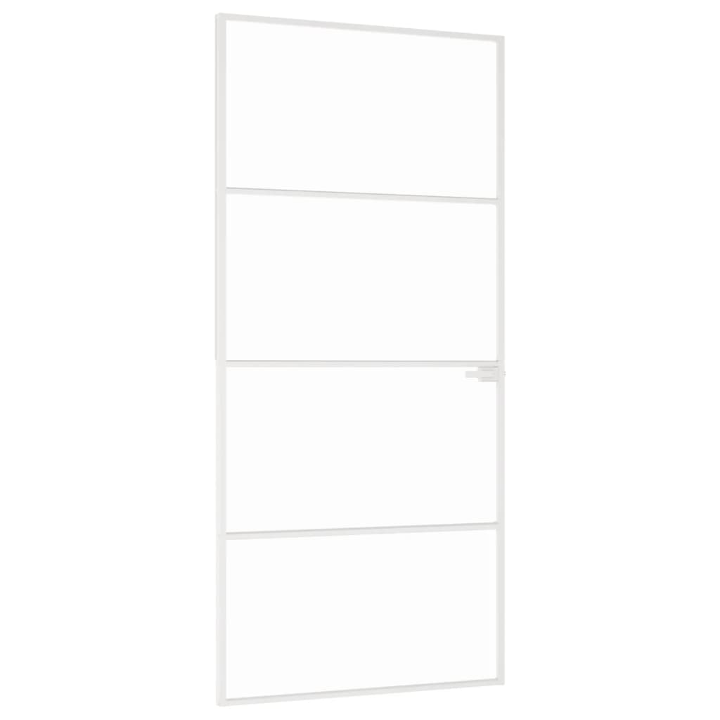 VidaXL Porte intérieure 93x201,5 cm verre trempé et aluminium étroit blanc