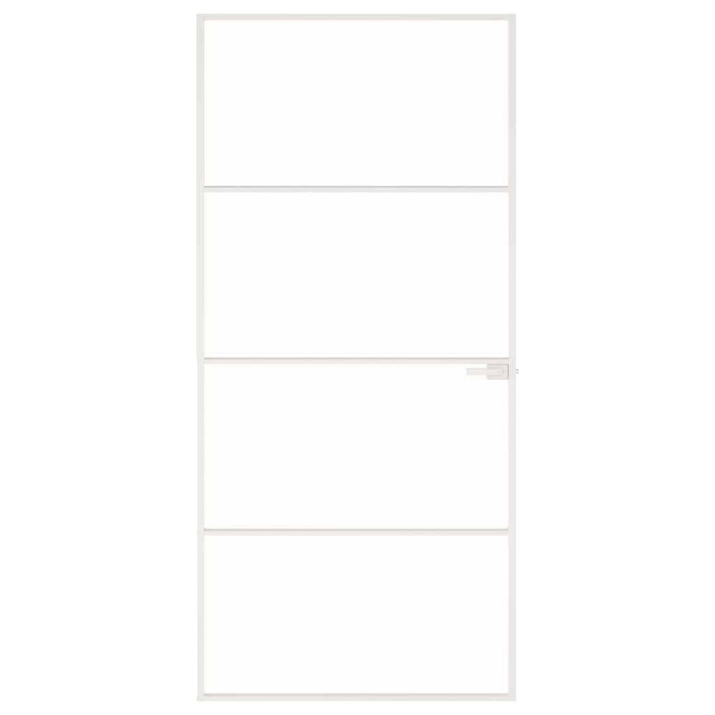 VidaXL Porte intérieure 93x201,5 cm verre trempé et aluminium étroit blanc