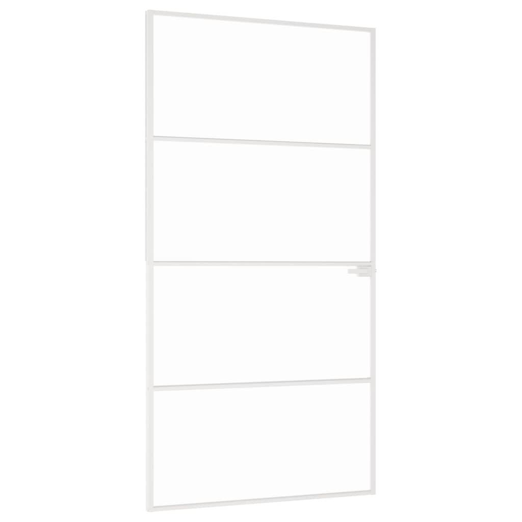 VidaXL Porte intérieure 102x201,5 cm verre trempé et aluminium étroit blanc