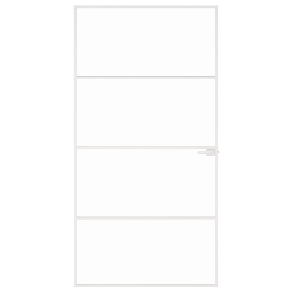 VidaXL Porte intérieure 102x201,5 cm verre trempé et aluminium étroit blanc
