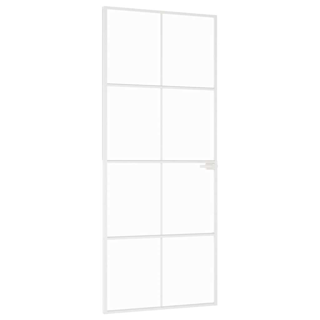 VidaXL Porte intérieure 83x201,5 cm verre trempé et aluminium étroit blanc