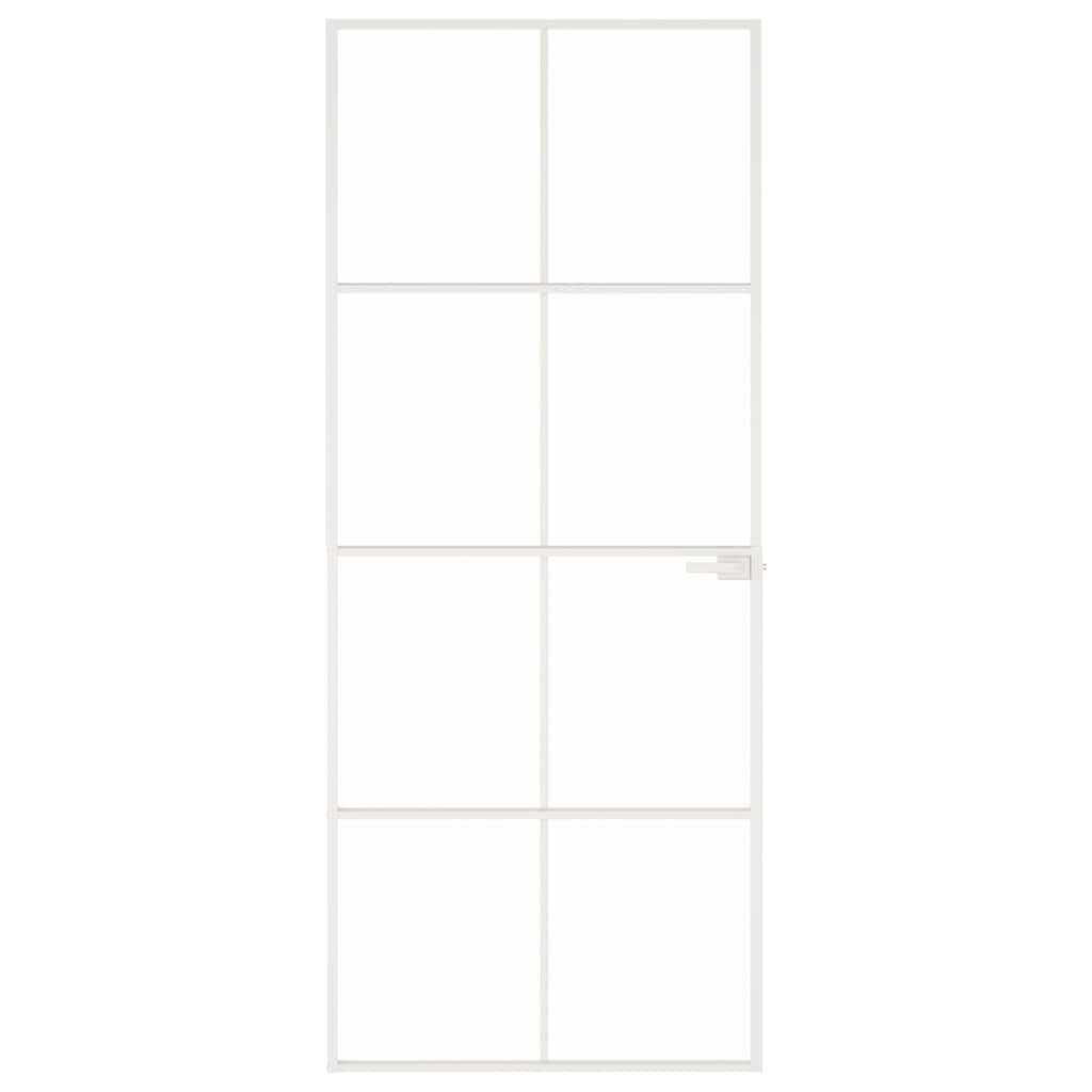 VidaXL Porte intérieure 83x201,5 cm verre trempé et aluminium étroit blanc