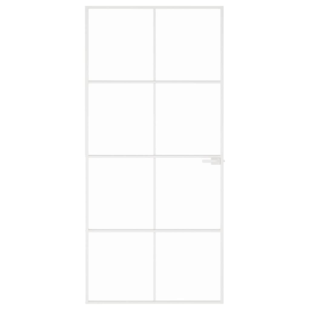 Vidaxx porte intérieure 93x201,5 cm verre trempé et aluminium étroit blanc