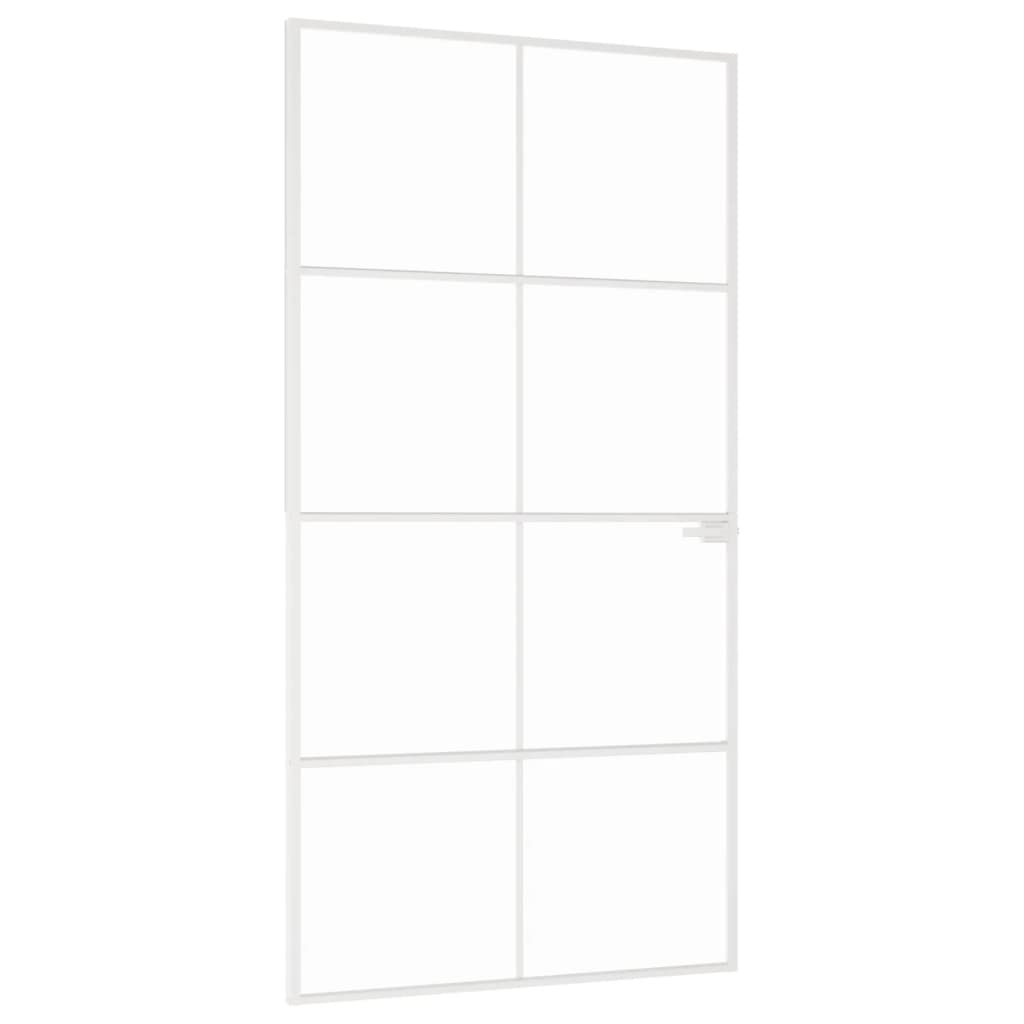 VidaXL Porte intérieure 102x201,5 cm verre trempé et aluminium étroit blanc
