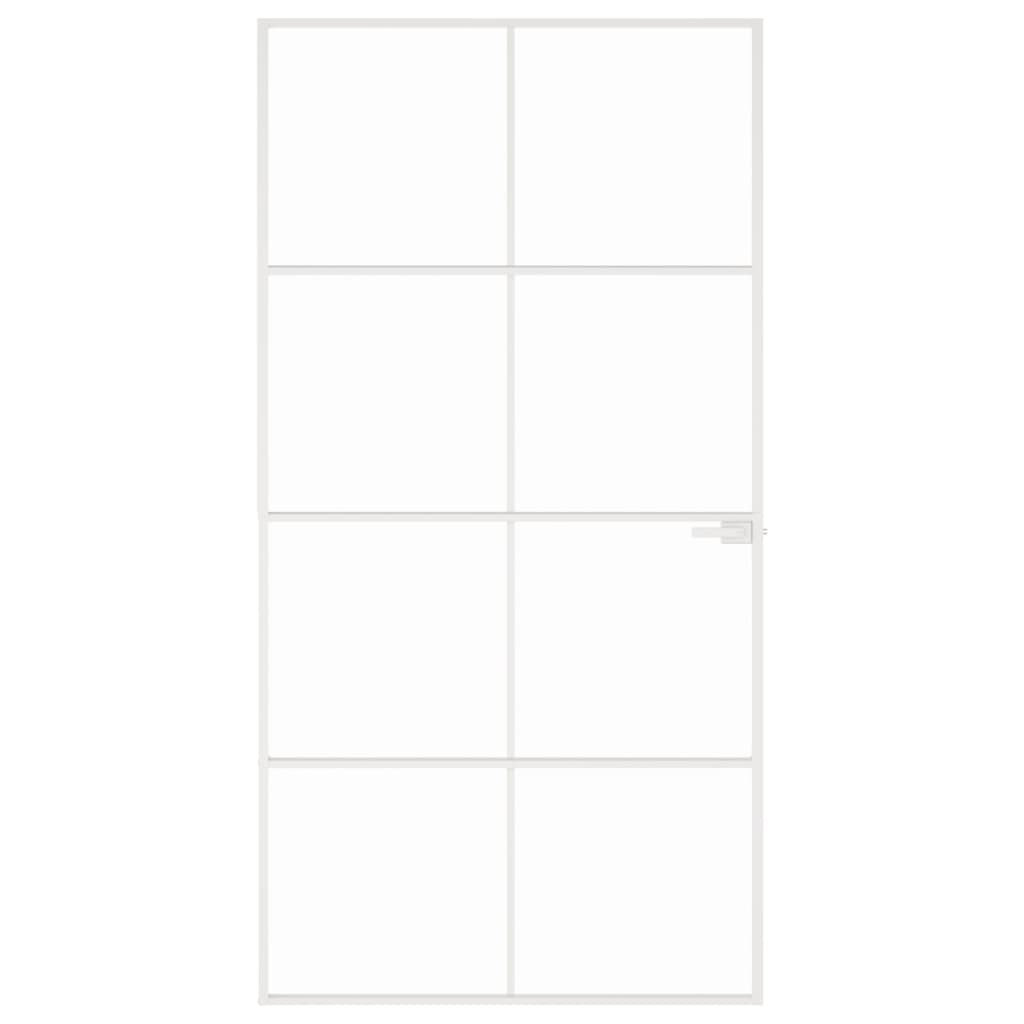 VidaXL Porte intérieure 102x201,5 cm verre trempé et aluminium étroit blanc