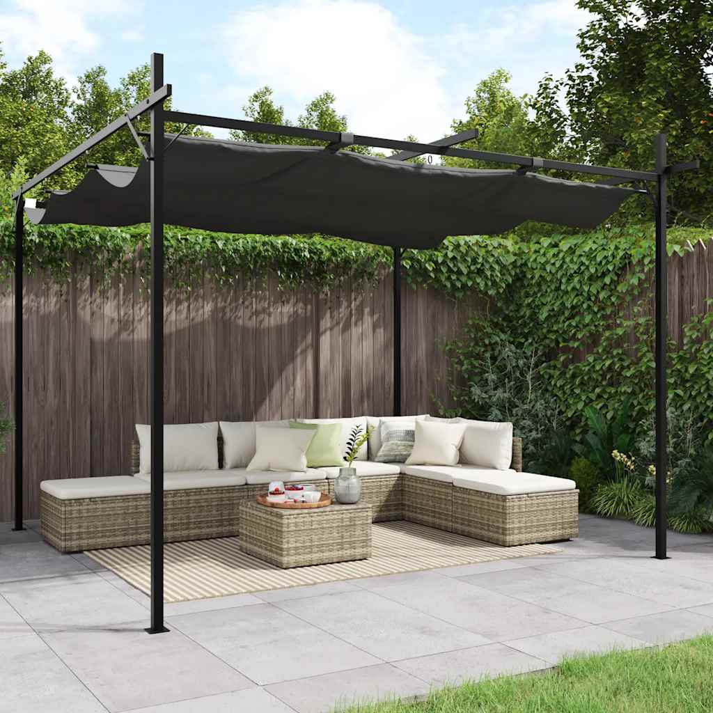 Pergola VidaXL avec toit extensible 295x292x230 anthracite