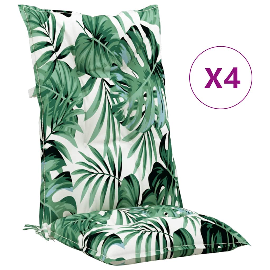 Vidaxx coussins de chaise 4 pcs dossier haut 120x50x7 cm tissu motif feuille